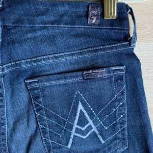 7 For All Mankind dark wash flare w/ rhinestones